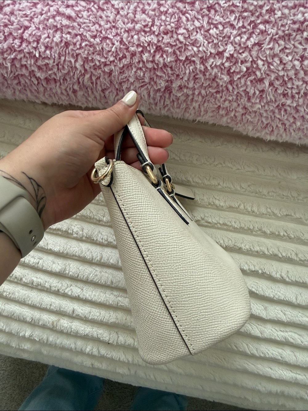 Coach Cream Pebbled Leather Mini Satchel with Gold Hardware - Picture 2 of 8